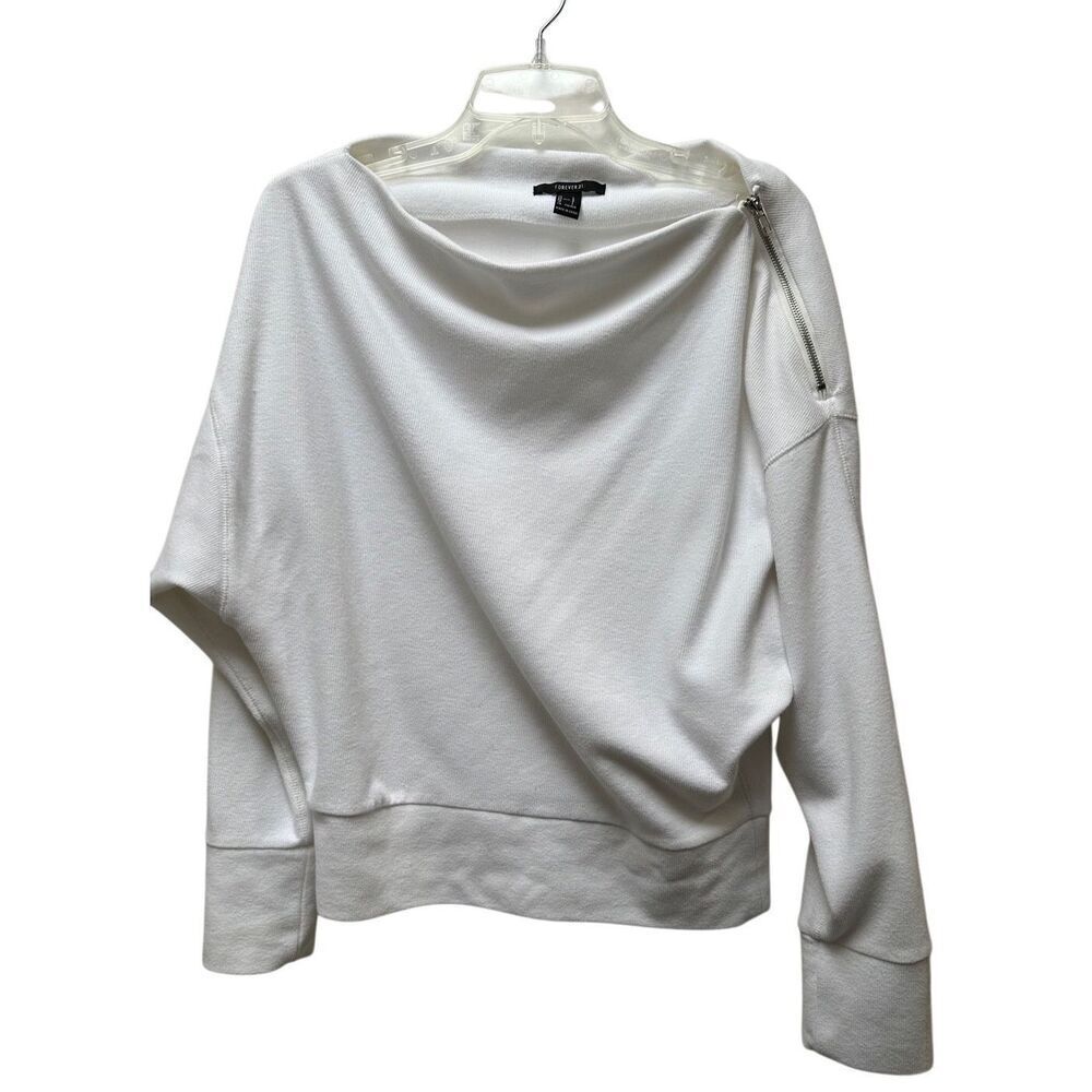 Forever 21 women’s white off the shoulder long sleeve top size Large #46-1917